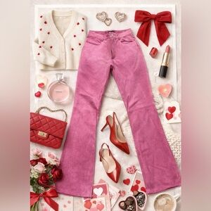 💞Vintage Dollhouse Pink Suede Flare Pants
